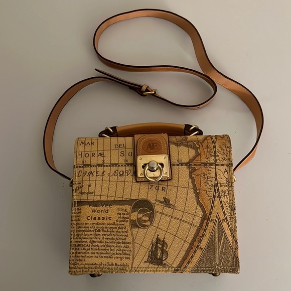 Allan Edward Handbags - Vintage Allan Edward World Map Box Crossbody Bag